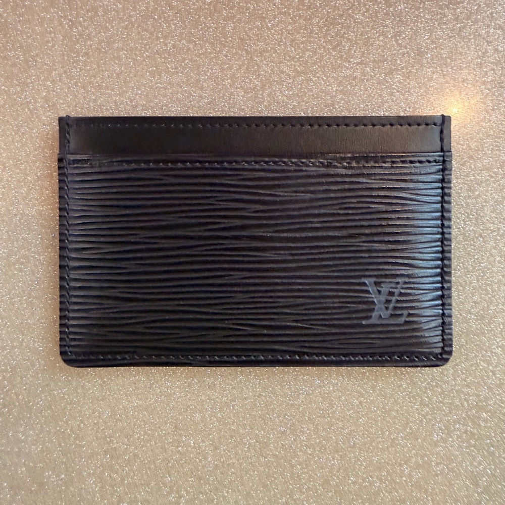 Authentic Louis Vuitton Black Epi Leather Card Holder